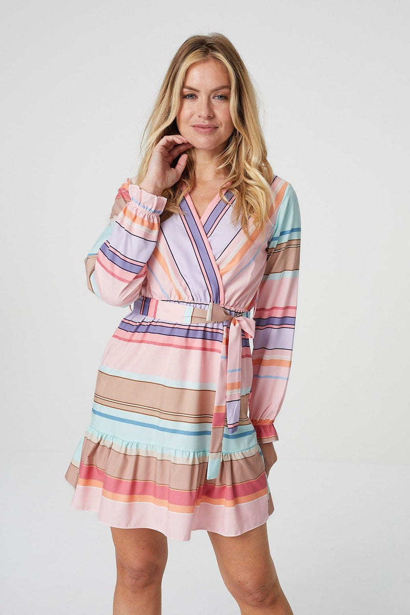 Striped Long Sleeve Wrap Dress | Izabel ...